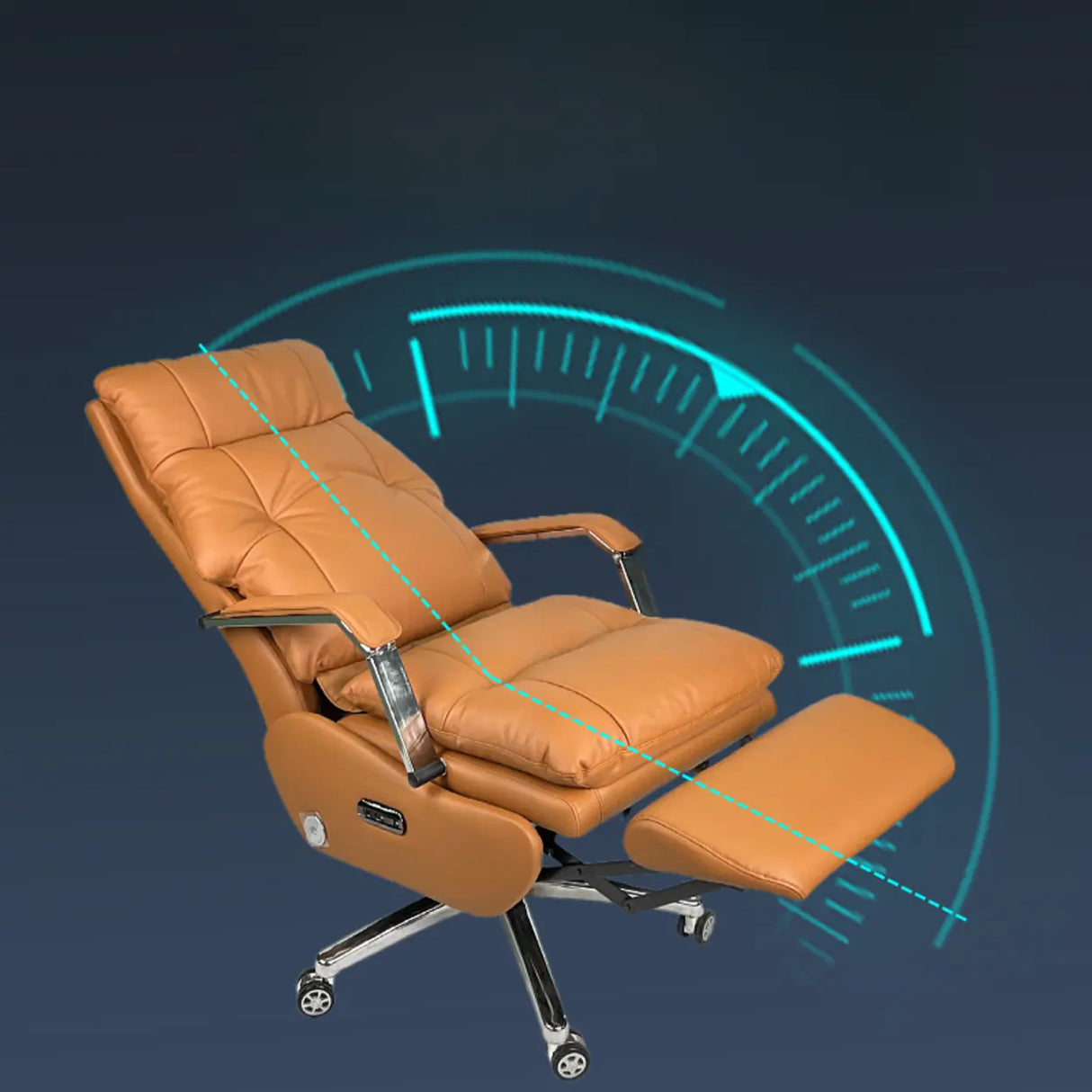 Simplistic Ergonomic Cowhide Executive Orange Office Chair Image - 5