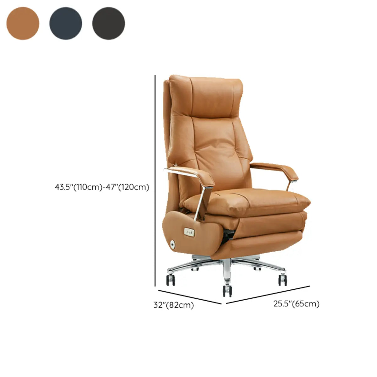 Simplistic Ergonomic Cowhide Executive Orange Office Chair