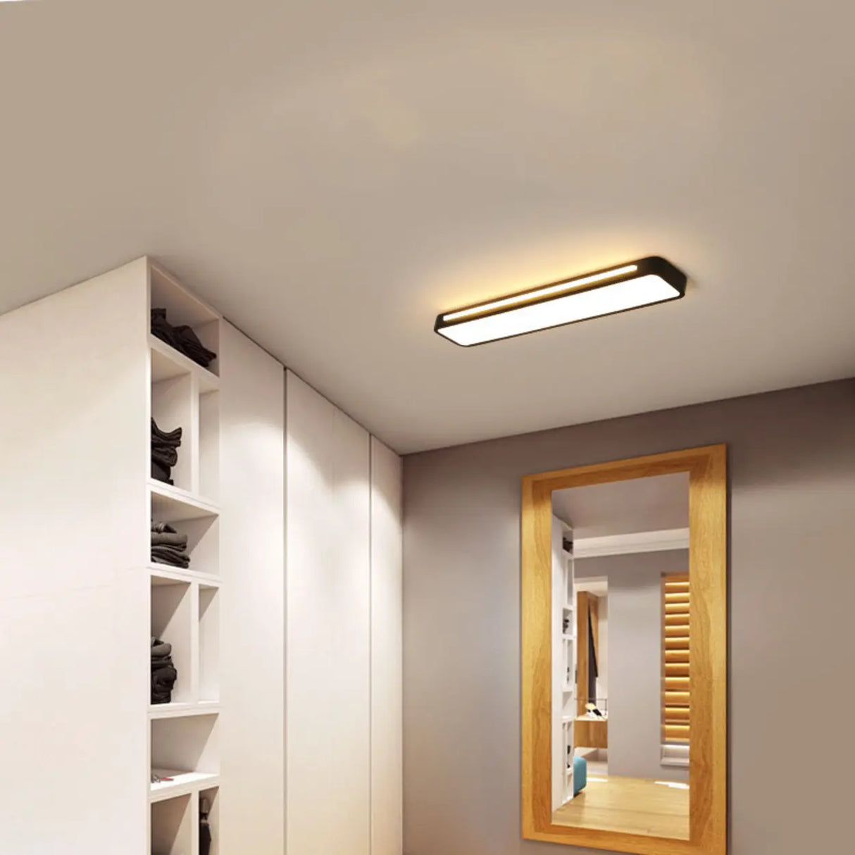 Simplistic Strip Rectangular LED Flush Mount Light Image - 6