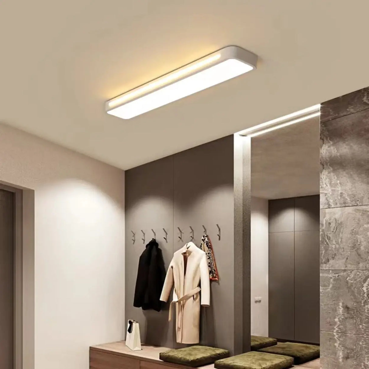 Simplistic Strip Rectangular LED Flush Mount Light Image - 7