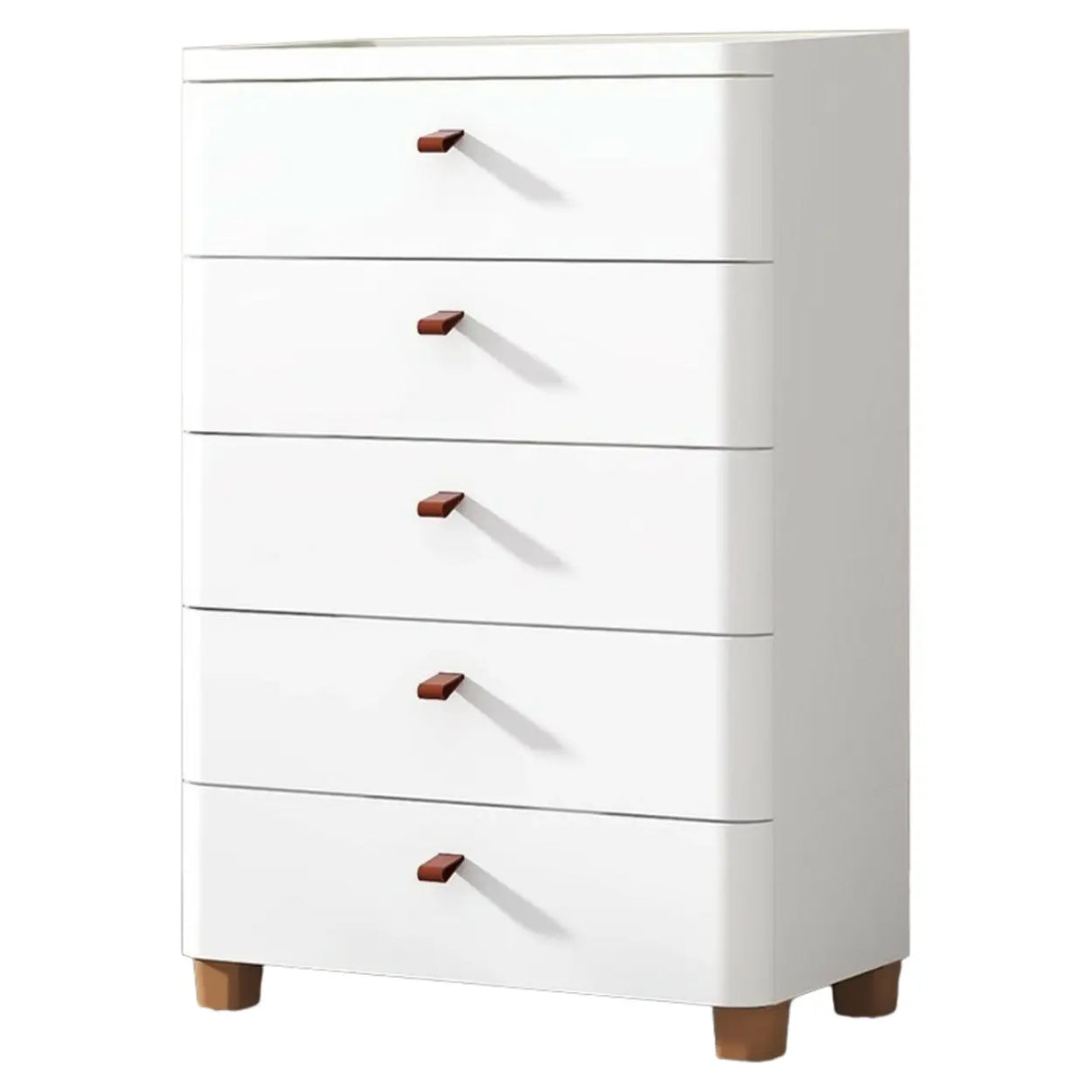 Simplistic White Dresser Chest with Five Drawers Image - 10