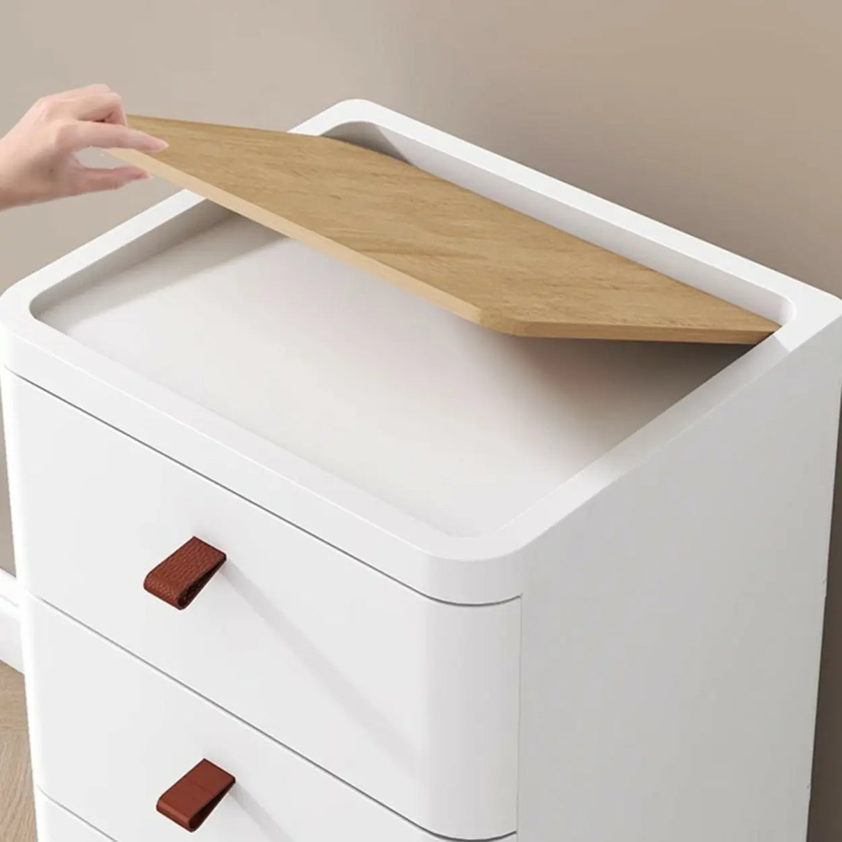 Simplistic White Dresser Chest with Five Drawers Image - 12