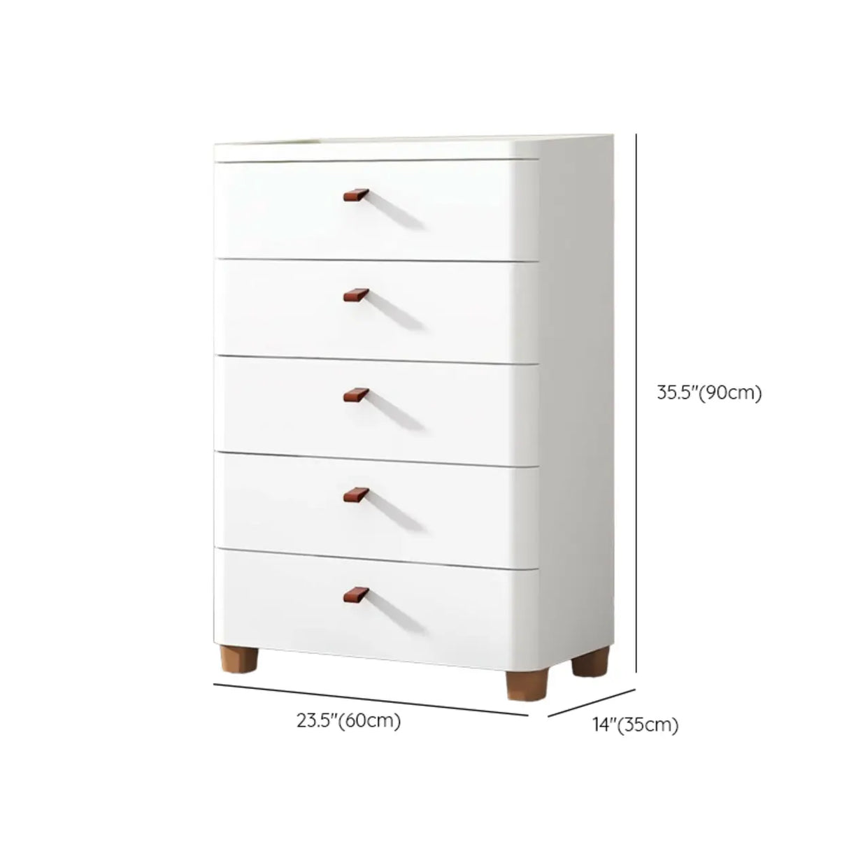 Simplistic White Dresser Chest with Five Drawers Image - 24