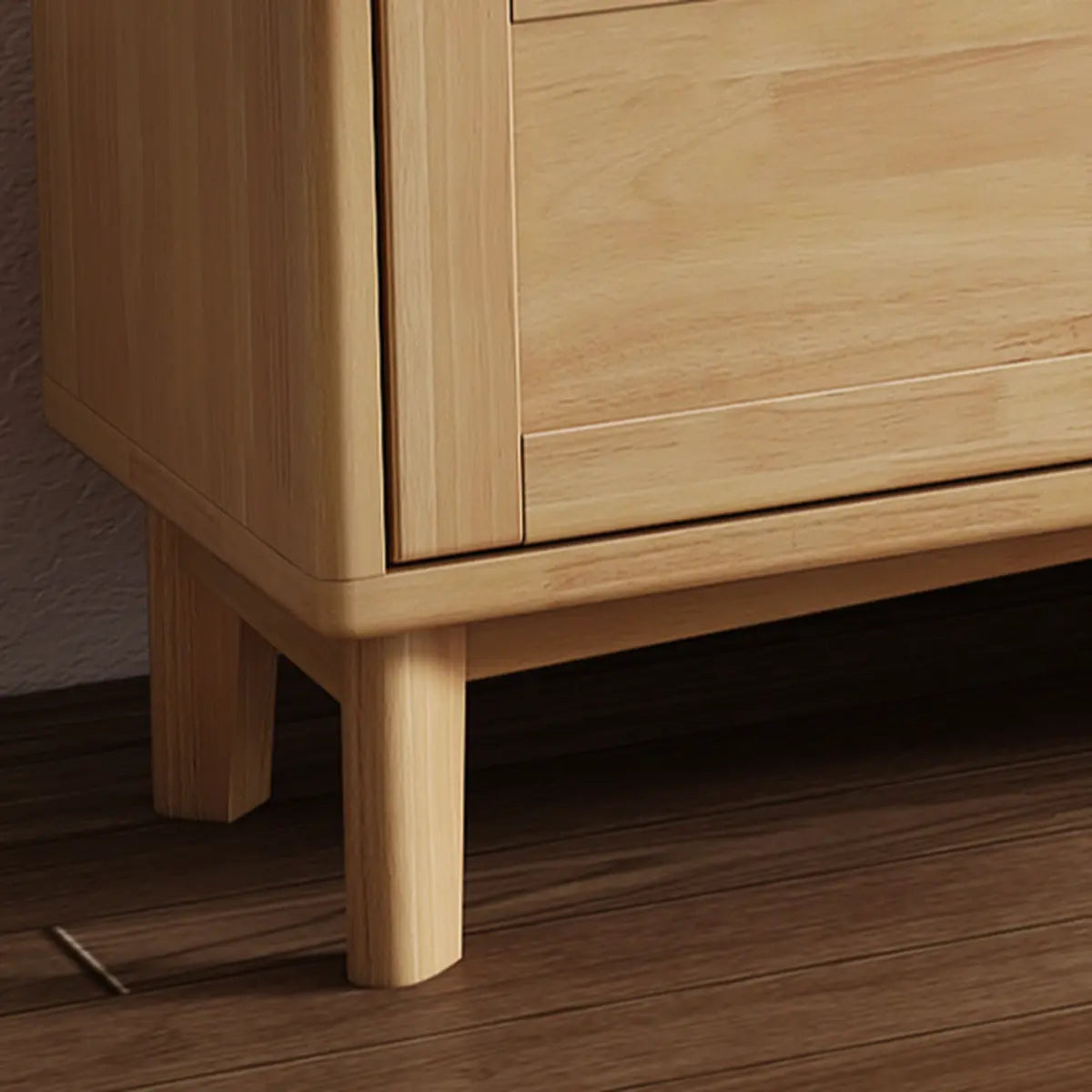 Simplistic Wood Color Open Storage Long TV Stand Image - 10