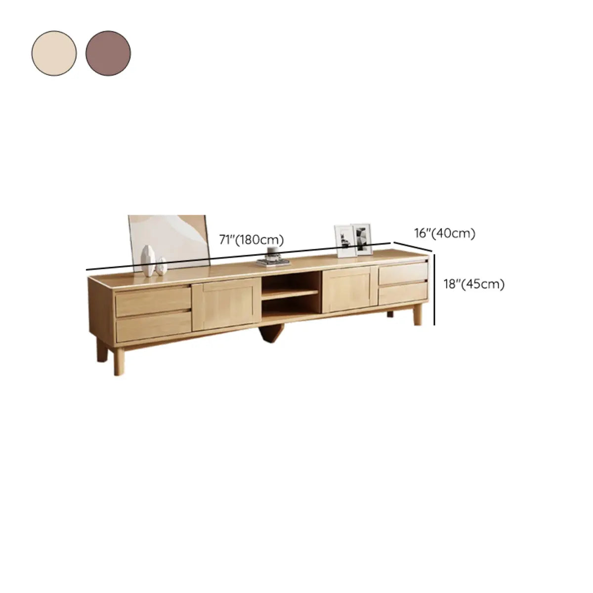 Simplistic Wood Color Open Storage Long TV Stand