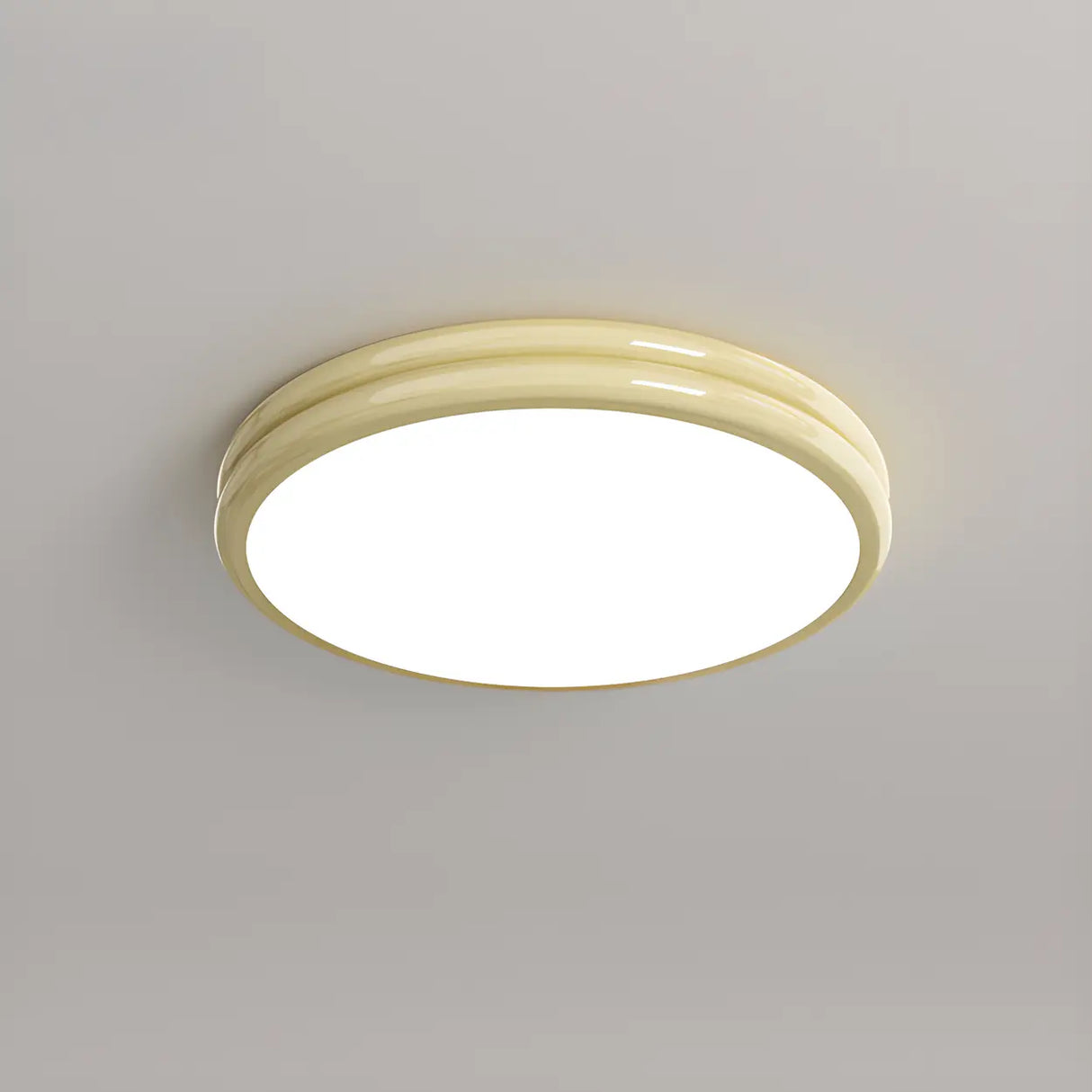 Simplistic Yellow Circular LED Flush Mount Ceiling Lamp Image - 12