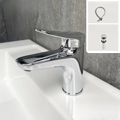 Single Handle Low Arc Chrome Valve Included Bathroom Faucet Image - 2