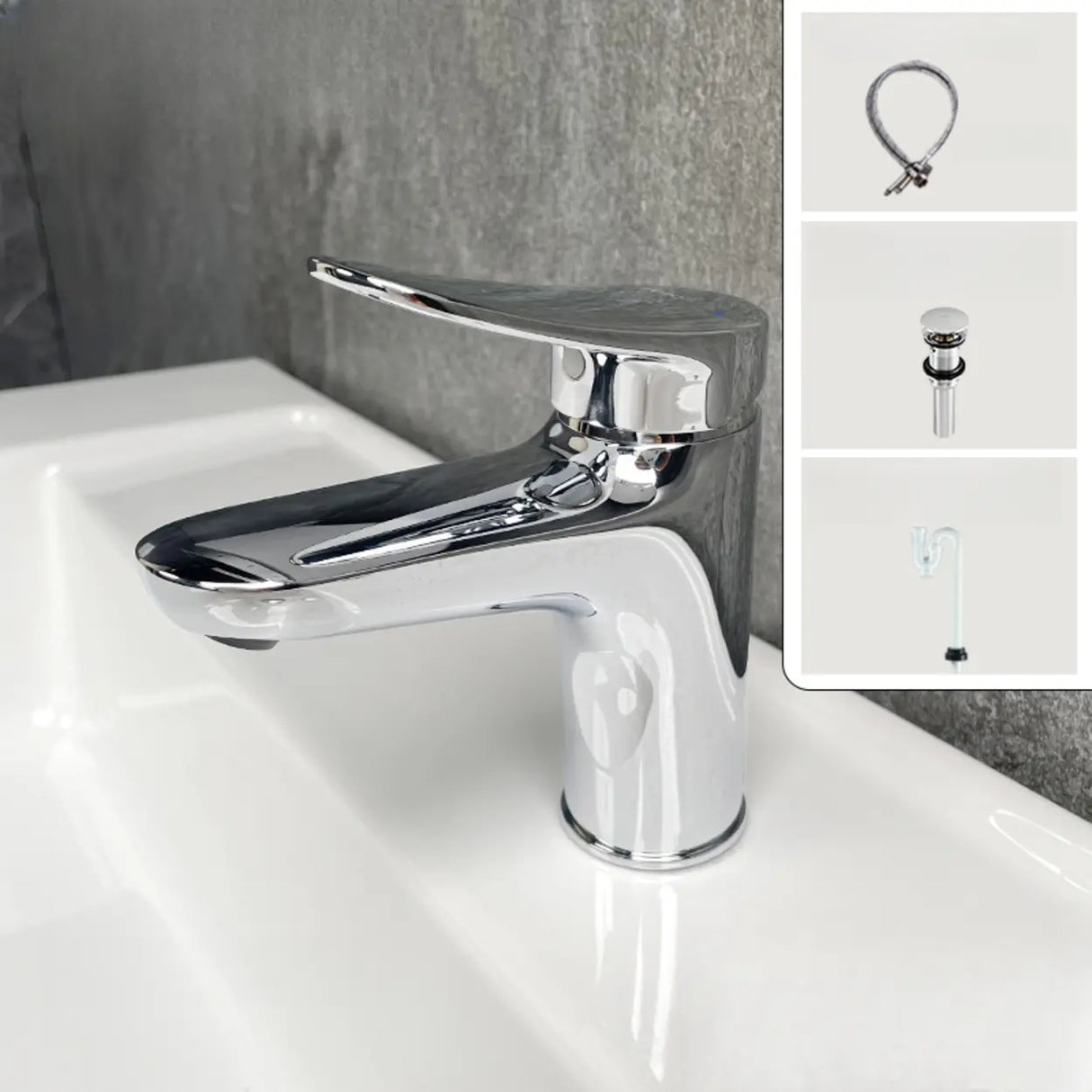 Single Handle Low Arc Chrome Valve Included Bathroom Faucet Image - 3