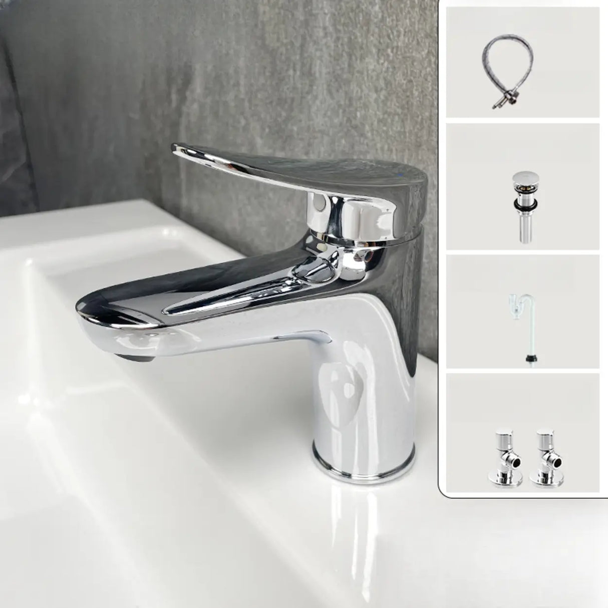 Single Handle Low Arc Chrome Valve Included Bathroom Faucet Image - 5