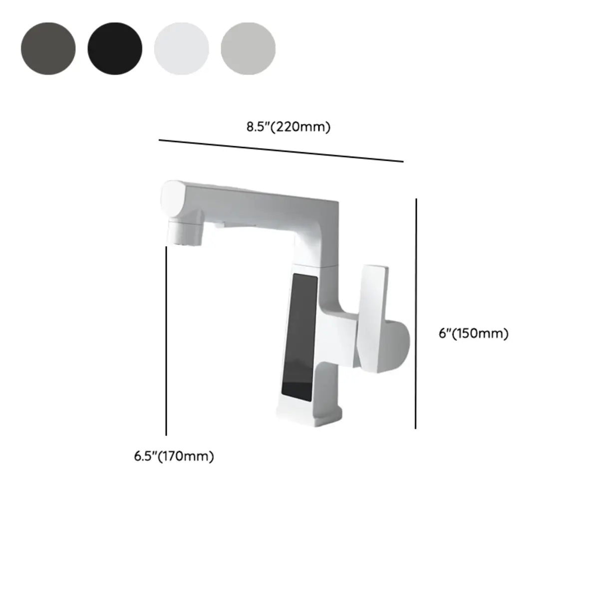 Single Handle Square White Swivel Spout Bathroom Faucet