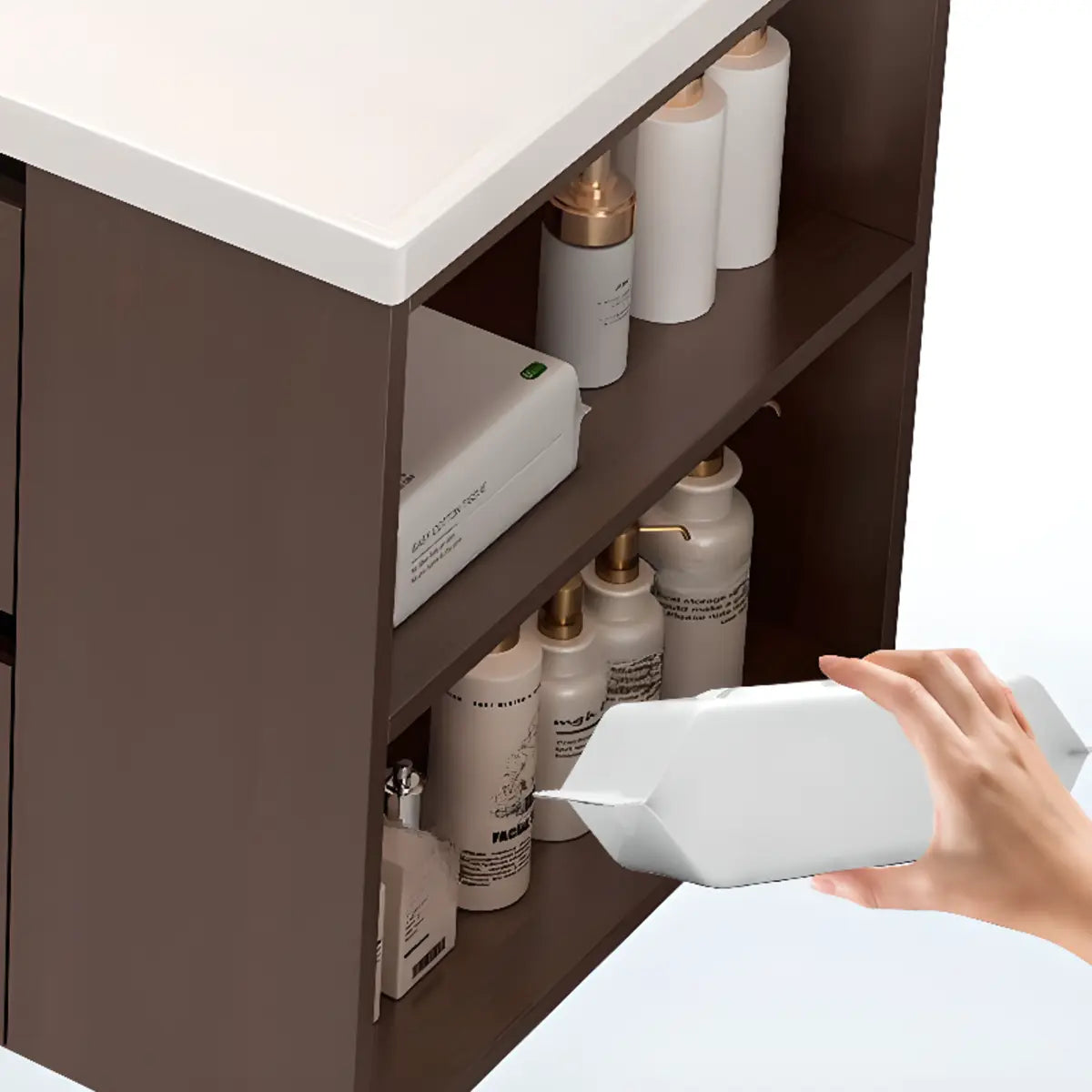 Single Sink Wood Storage Bathroom Vanity with Drawers Image - 3