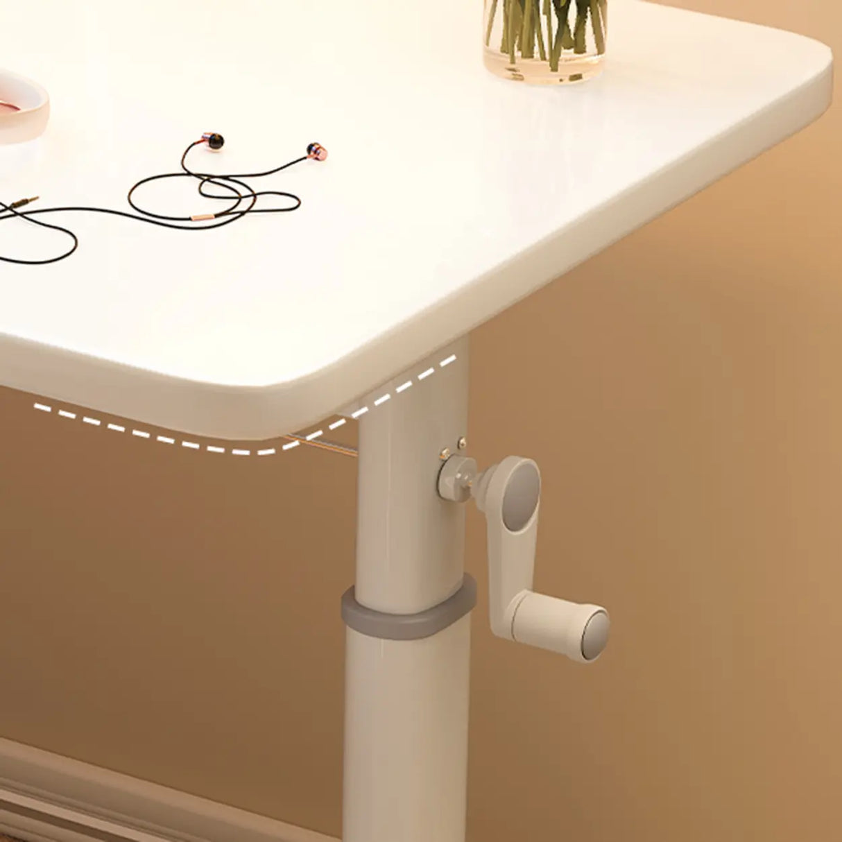 Single Wood Adjustable Computer Desk with Casters Image - 16