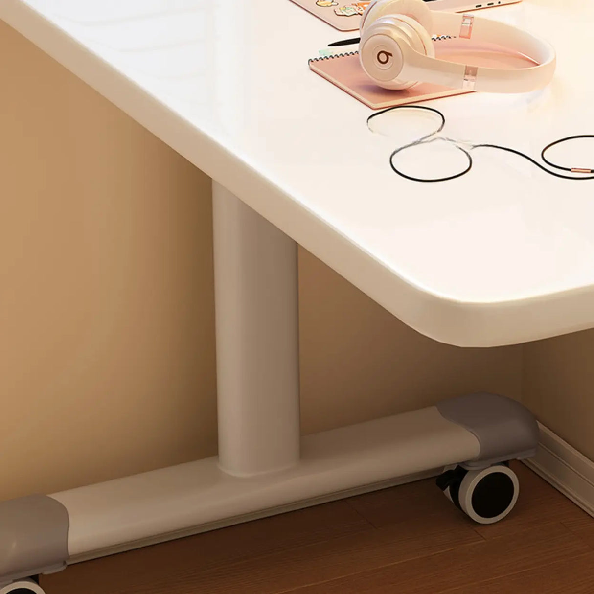 Single Wood Adjustable Computer Desk with Casters Image - 17