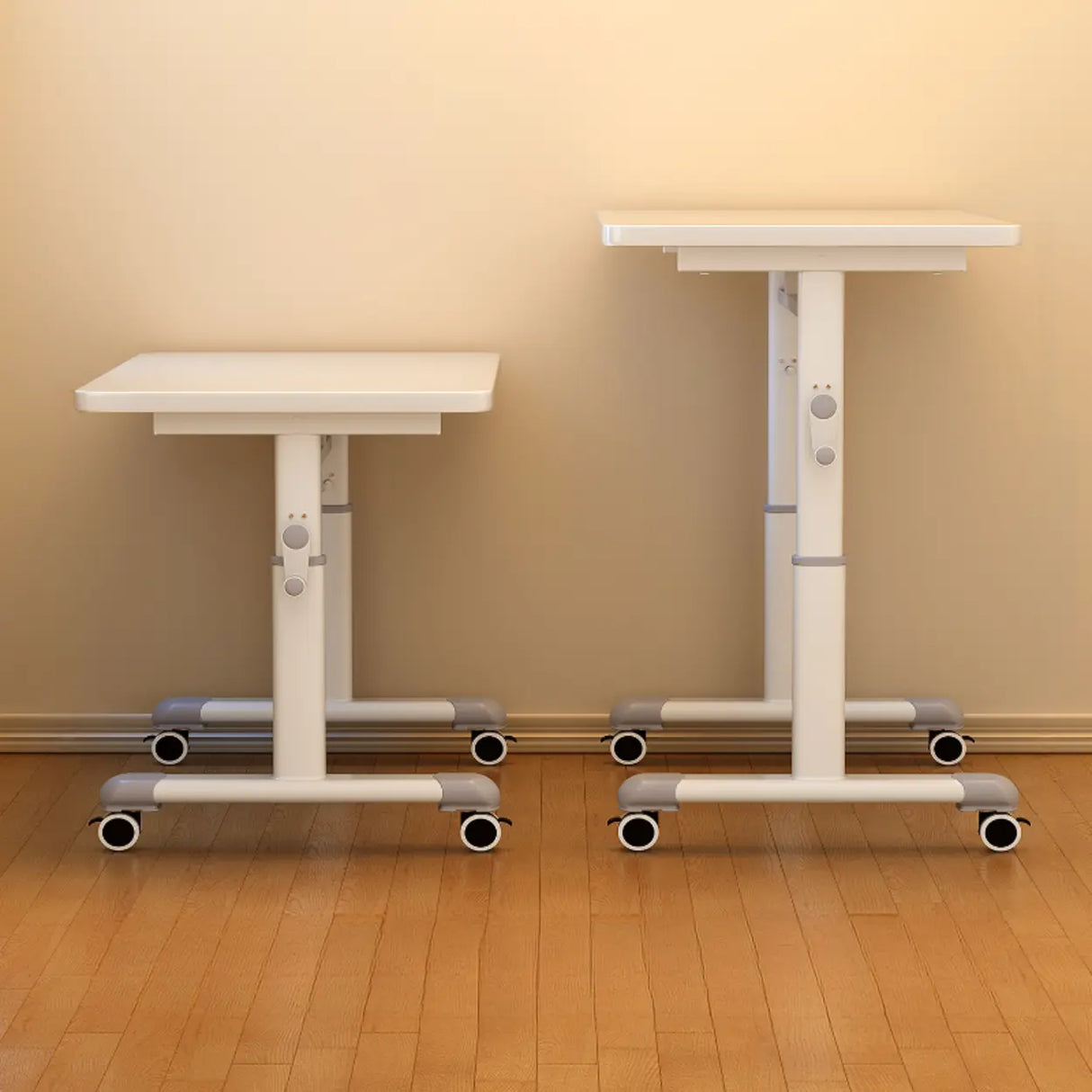 Single Wood Adjustable Computer Desk with Casters Image - 4