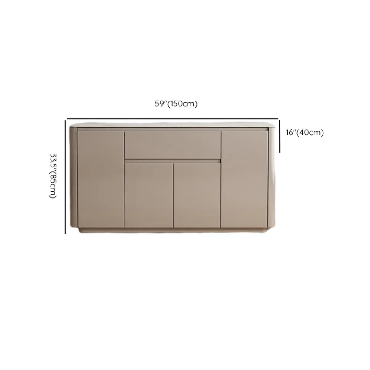 Sintered Stone Top Wood White Drawers and Shelves Buffet Image - 13