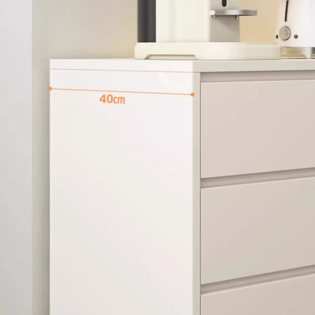 Slab Wood White Medium Storage Sideboard with Drawers Image - 3