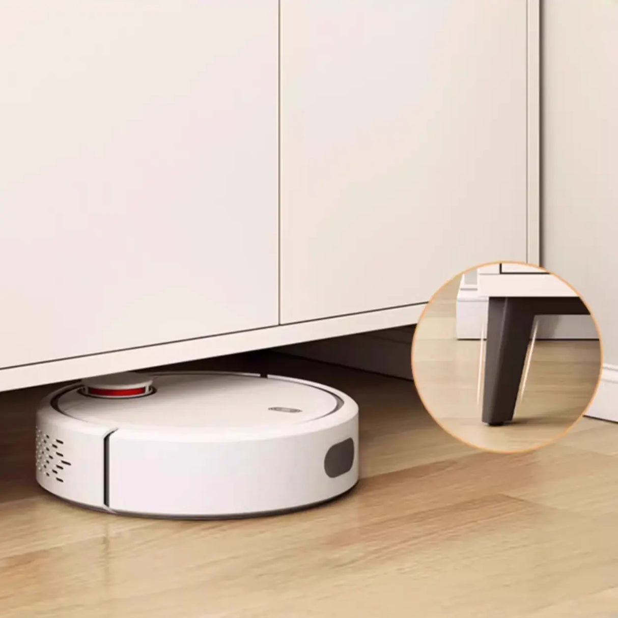 Slab Wood White Medium Storage Sideboard with Drawers Image - 5