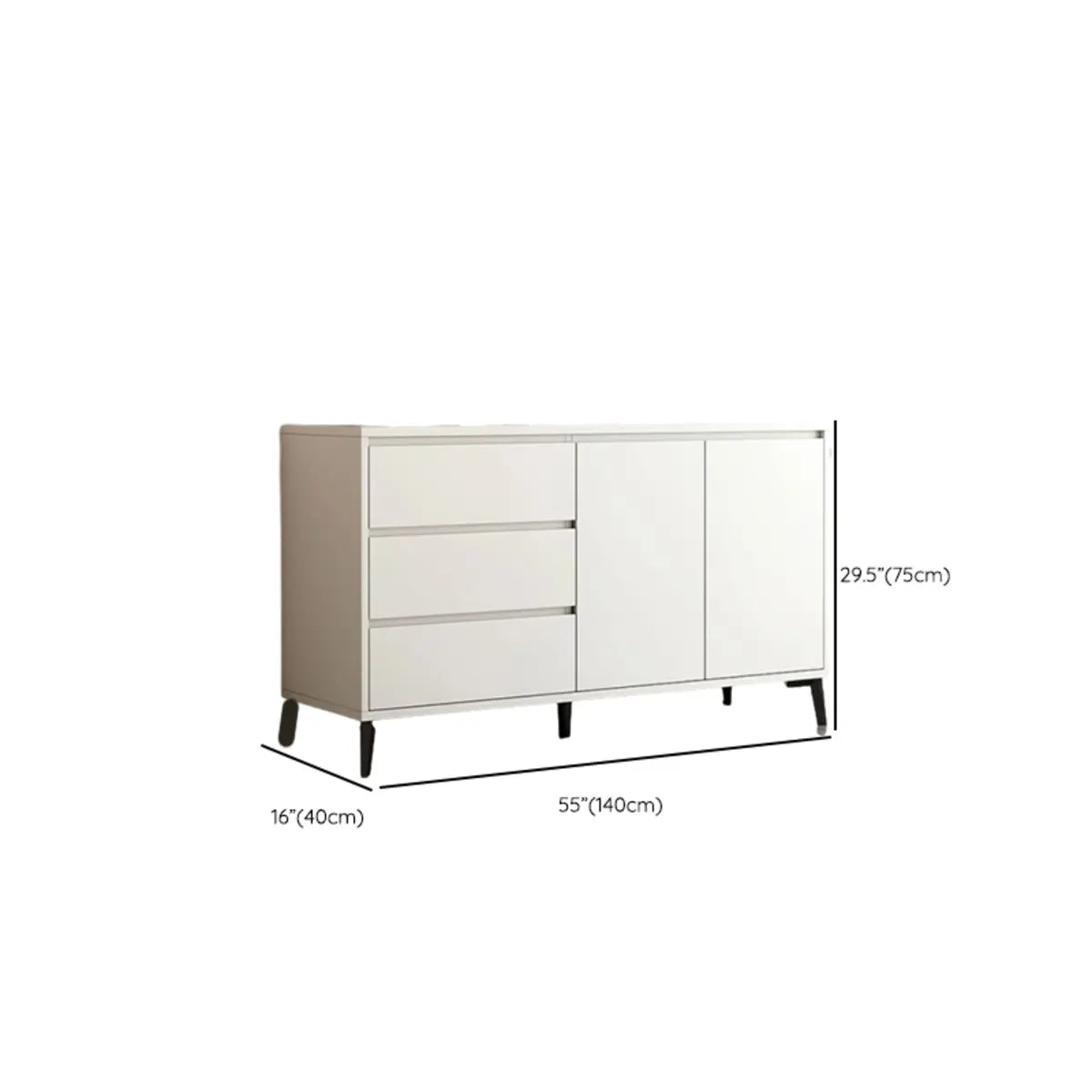 Slab Wood White Medium Storage Sideboard with Drawers Image - 16