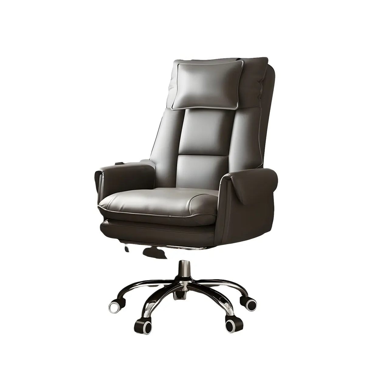 Sleek Beige Adjustable Ergonomic Leather Executive Chair Image - 10