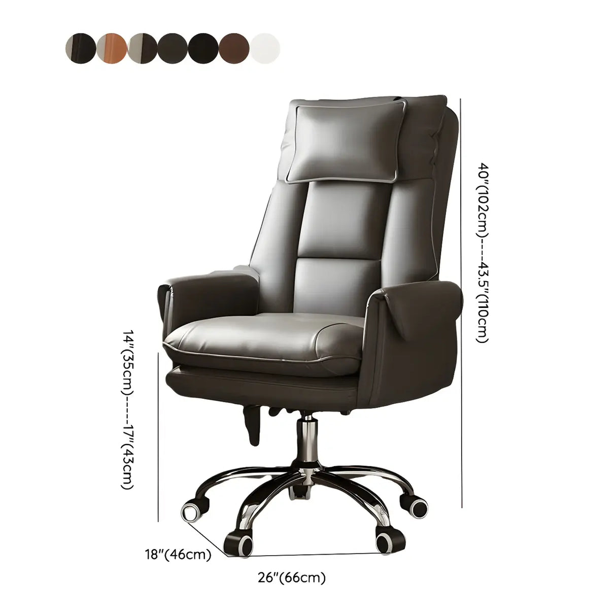 Sleek Beige Adjustable Ergonomic Leather Executive Chair Image - 25