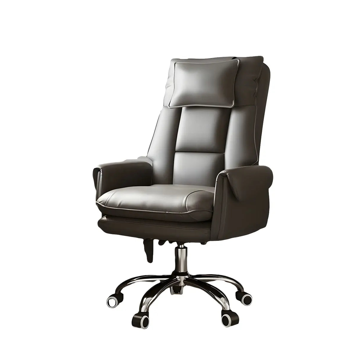 Sleek Beige Adjustable Ergonomic Leather Executive Chair Image - 3