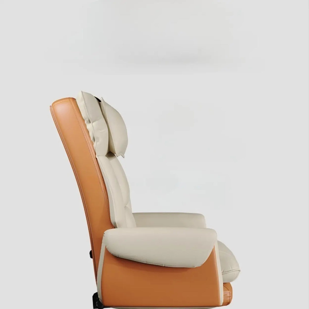 Sleek Beige Adjustable Ergonomic Leather Executive Chair Image - 7