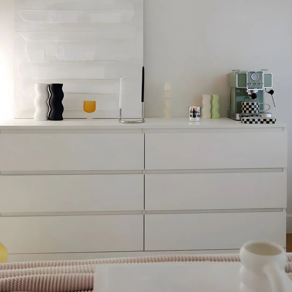 Sleek Black Drawers Wooden Dresser for Bedroom Image - 23