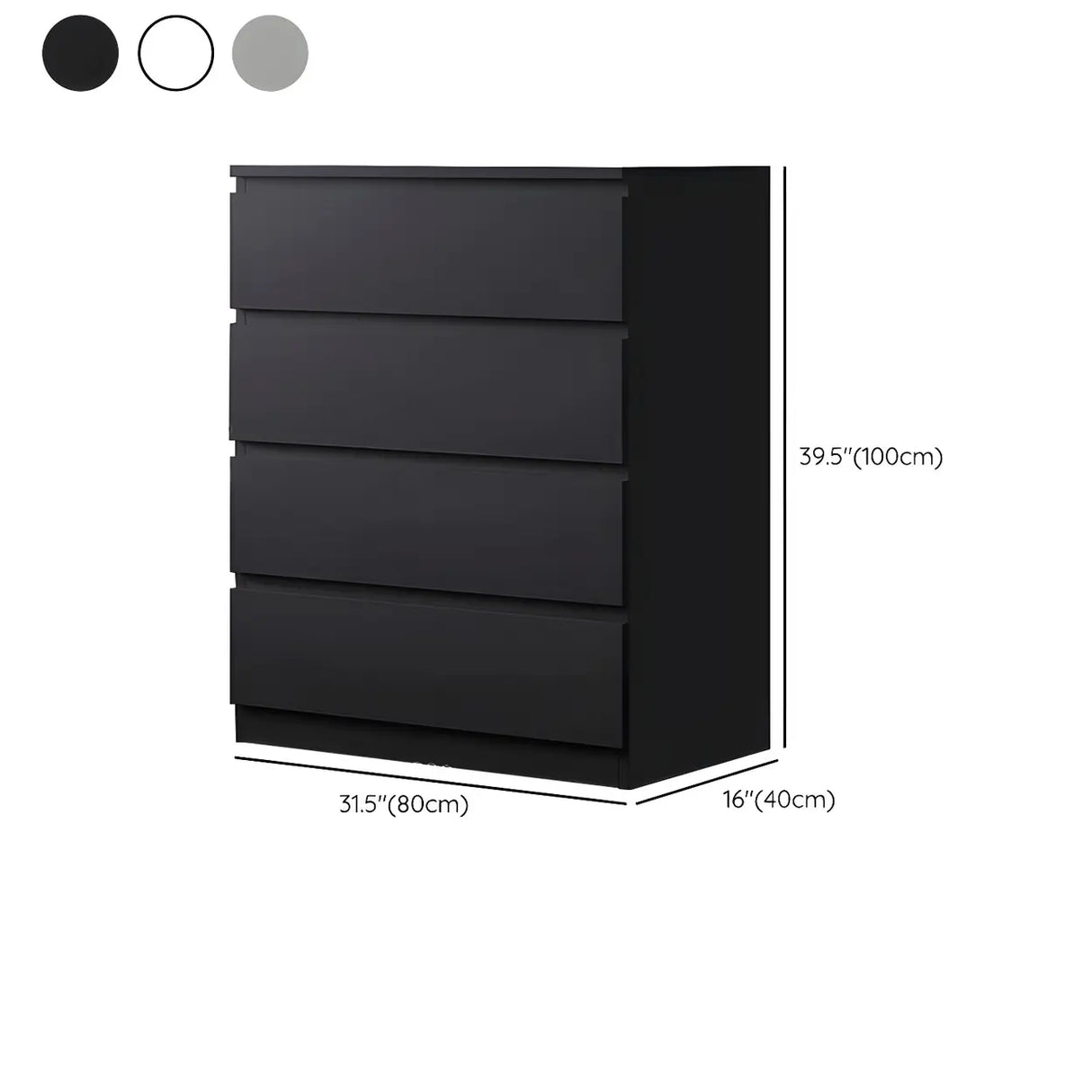 Sleek Black Drawers Wooden Dresser for Bedroom Image - 29