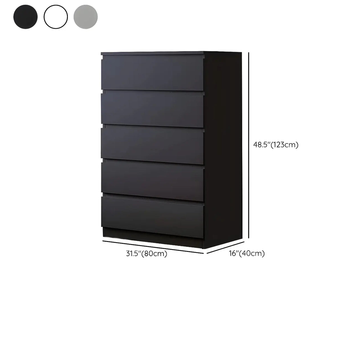 Sleek Black Drawers Wooden Dresser for Bedroom Image - 30