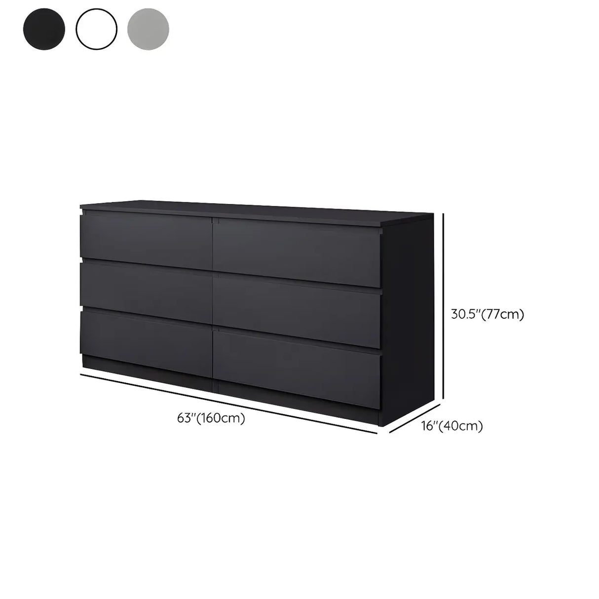 Sleek Black Drawers Wooden Dresser for Bedroom Image - 32