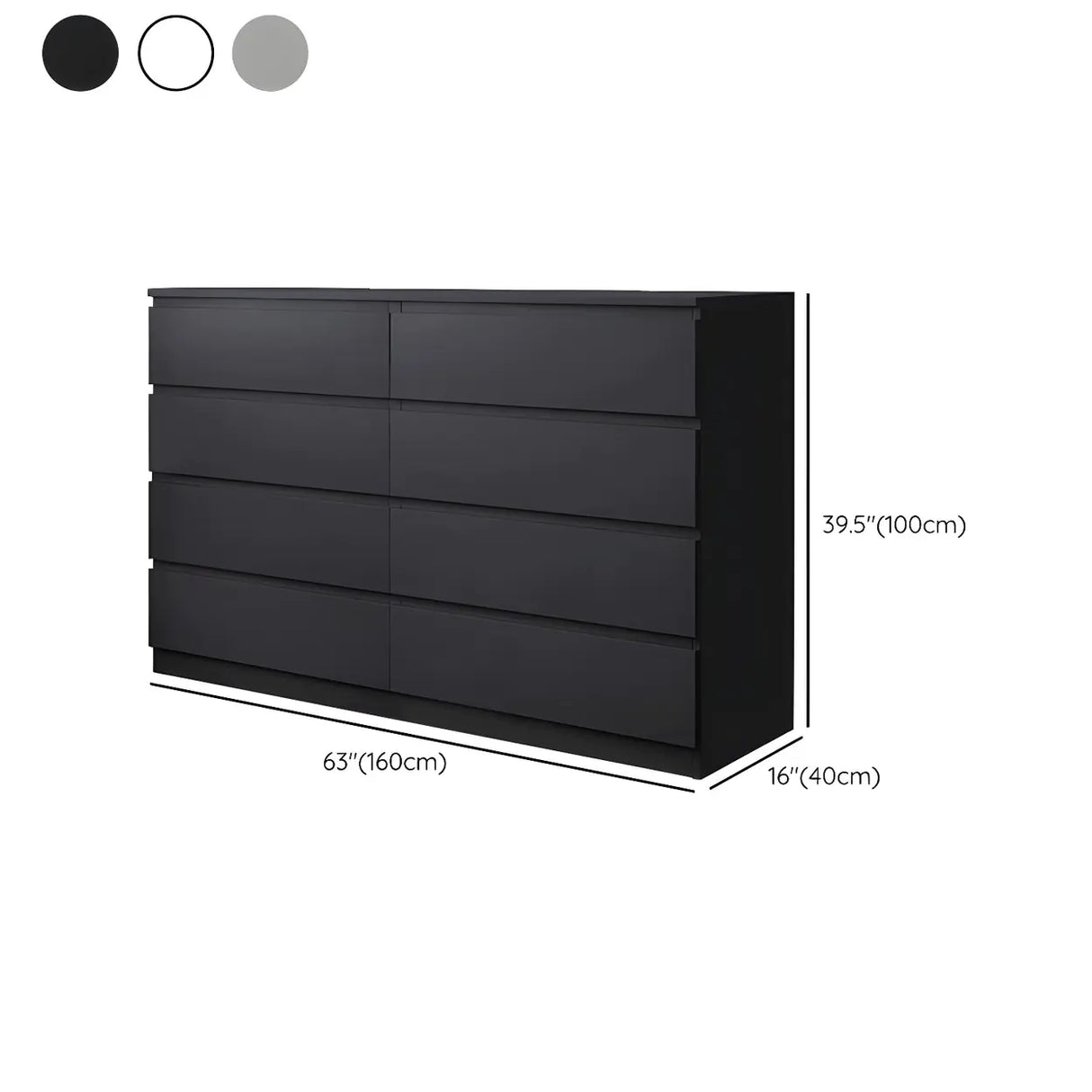 Sleek Black Drawers Wooden Dresser for Bedroom Image - 33