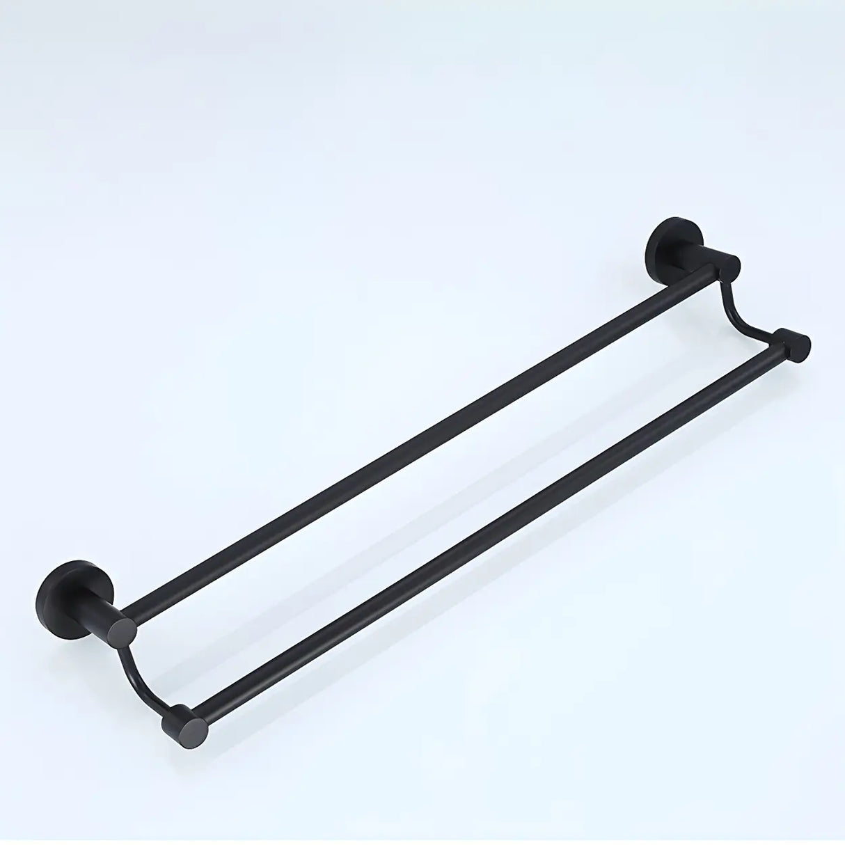 Sleek Black Metal Bathroom Organizer Set with Hooks Image - 18