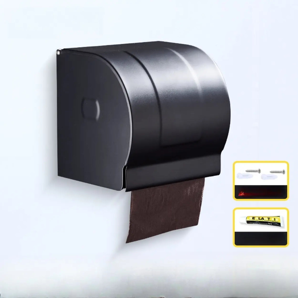 Sleek Black Metal Bathroom Organizer Set with Hooks Image - 19