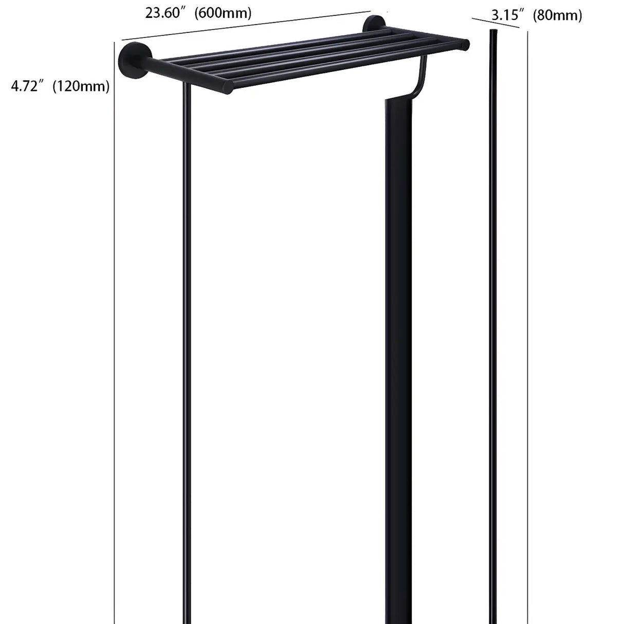 Sleek Black Metal Bathroom Organizer Set with Hooks