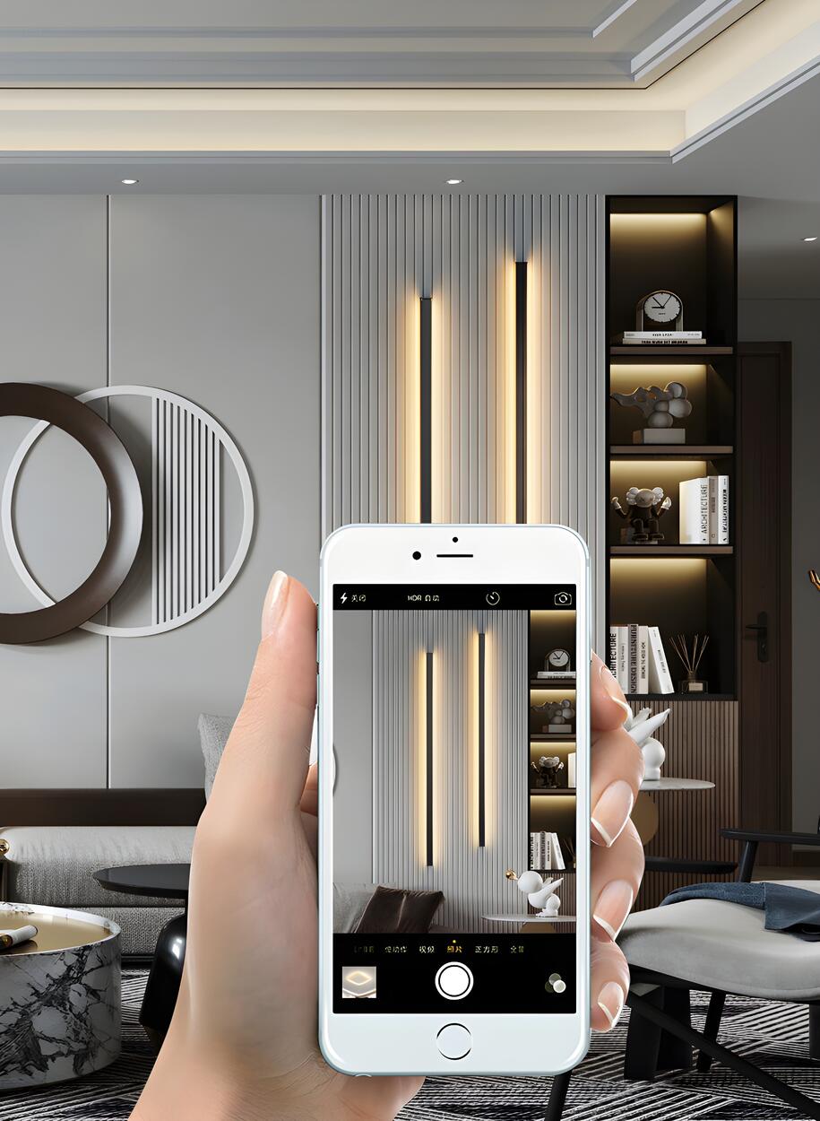 Sleek Black Vertical Linear LED Metal Wall Sconce Image - 18