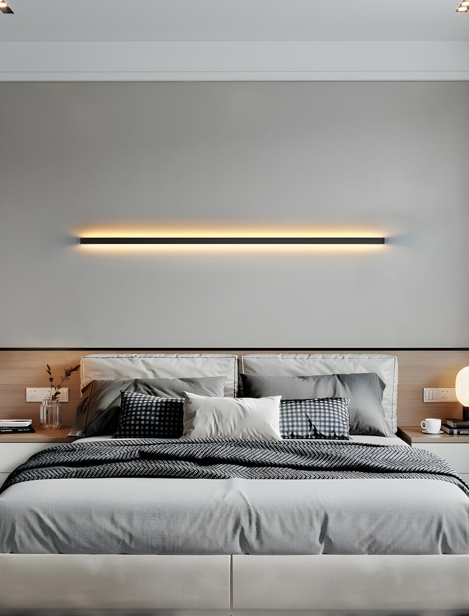 Sleek Black Vertical Linear LED Metal Wall Sconce Image - 20