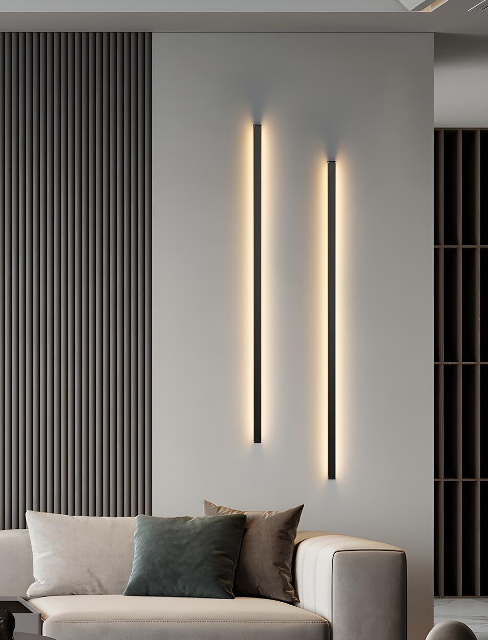 Sleek Black Vertical Linear LED Metal Wall Sconce Image - 21