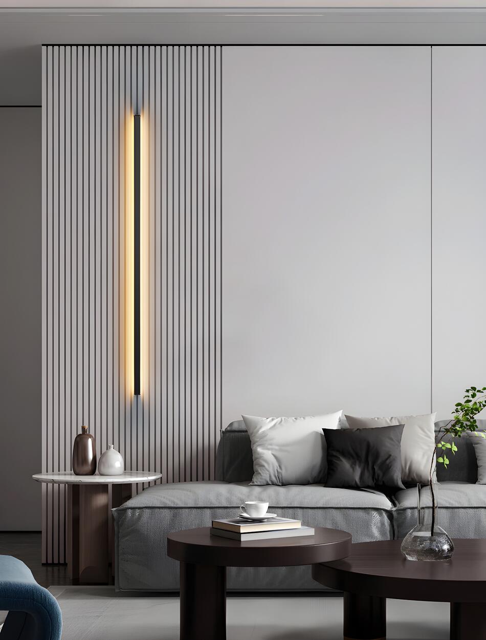 Sleek Black Vertical Linear LED Metal Wall Sconce Image - 22