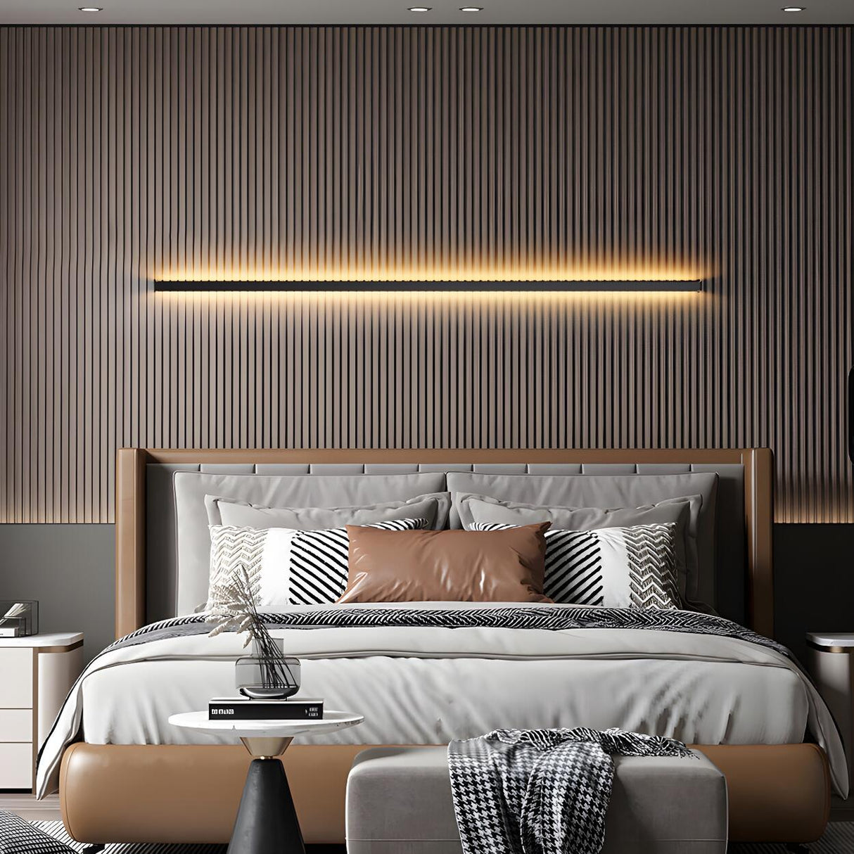 Sleek Black Vertical Linear LED Metal Wall Sconce Image - 7