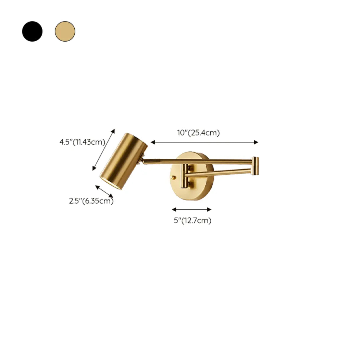 Sleek Cylinder Bedside Reading Swing Arm Iron Wall Lamp