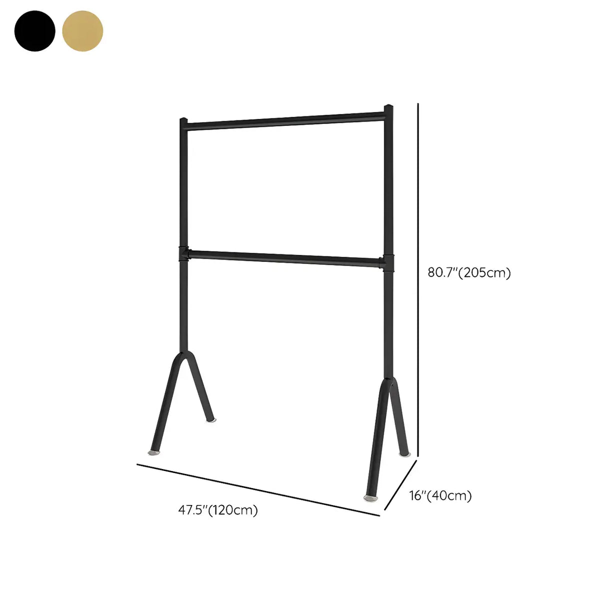 Sleek Dual Rods Gold Metal Rolling Hallway Coat Rack Image - 16