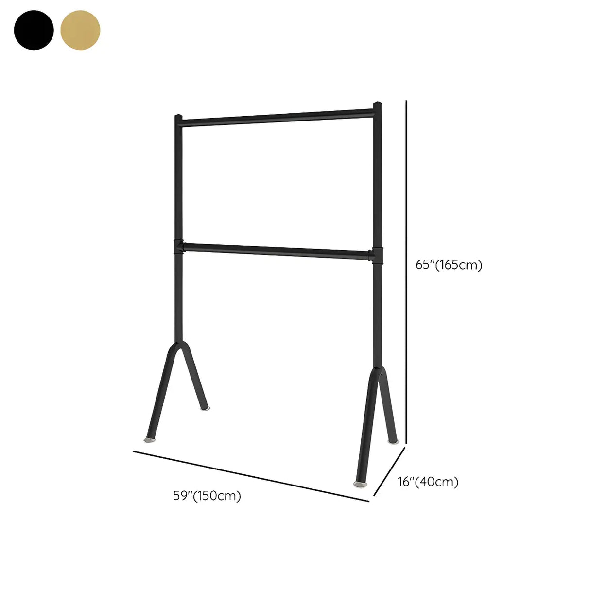 Sleek Dual Rods Gold Metal Rolling Hallway Coat Rack Image - 17
