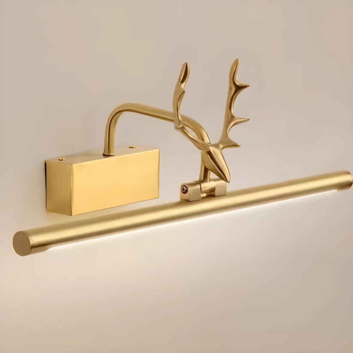 Sleek Gold Deer Antler LED Vanity Mirror Light Image - 19