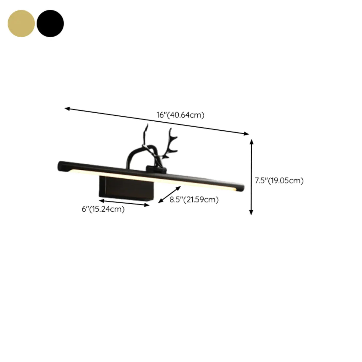 Sleek Gold Deer Antler LED Vanity Mirror Light