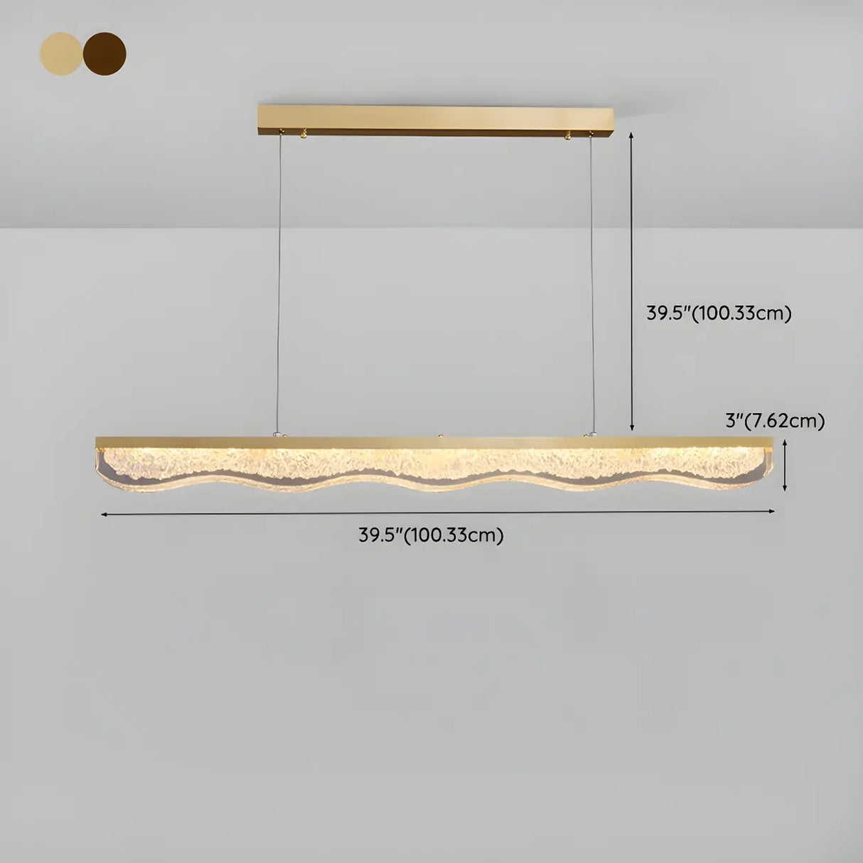 Sleek Gold Linear and Wavy Island Hanging Light