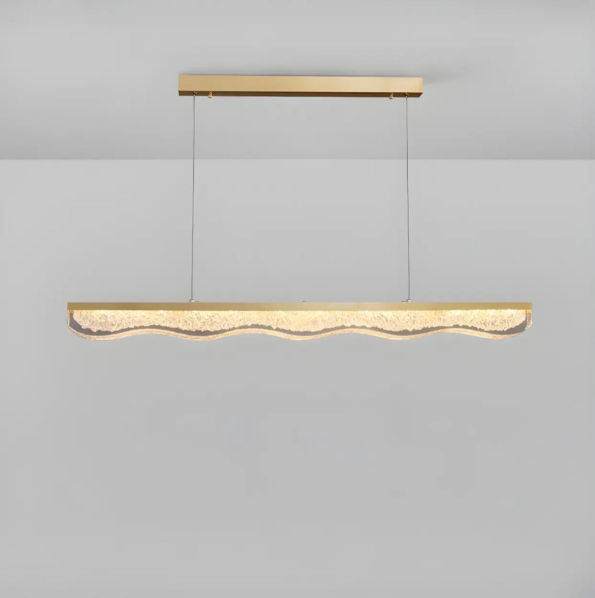 Sleek Gold Linear and Wavy Island Hanging Light Image - 7