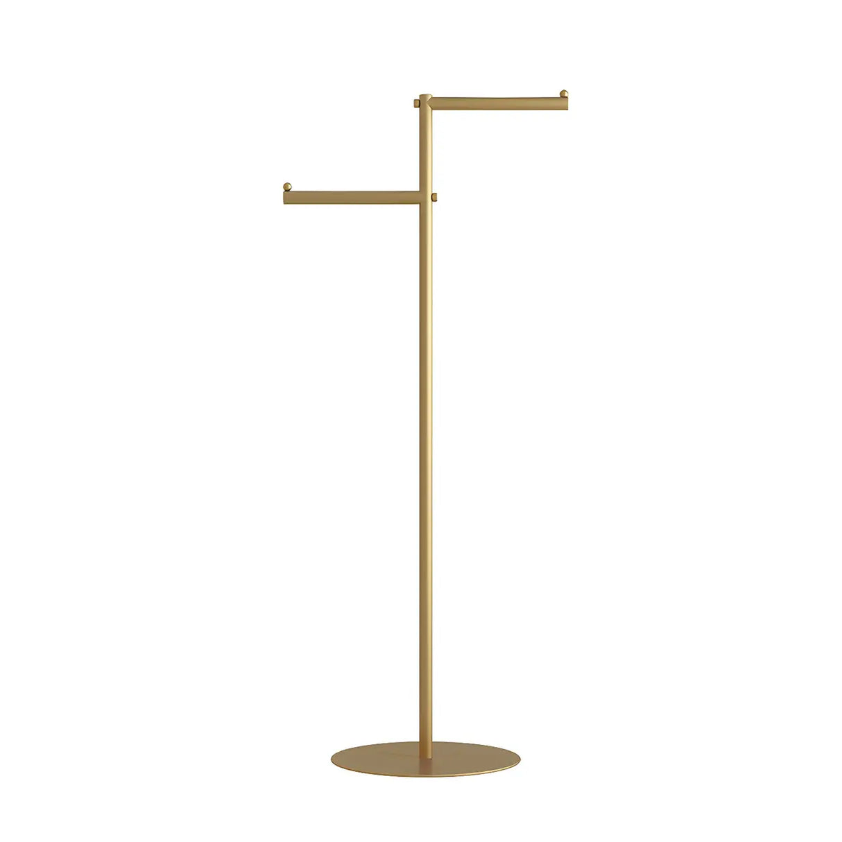 Sleek Gold Metal Free Standing Round Base Coat Rack Image - 9