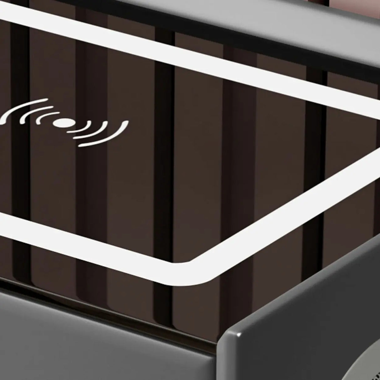 Sleek Grey Wood Drawer Nightstand with LED Glass Top Image - 11