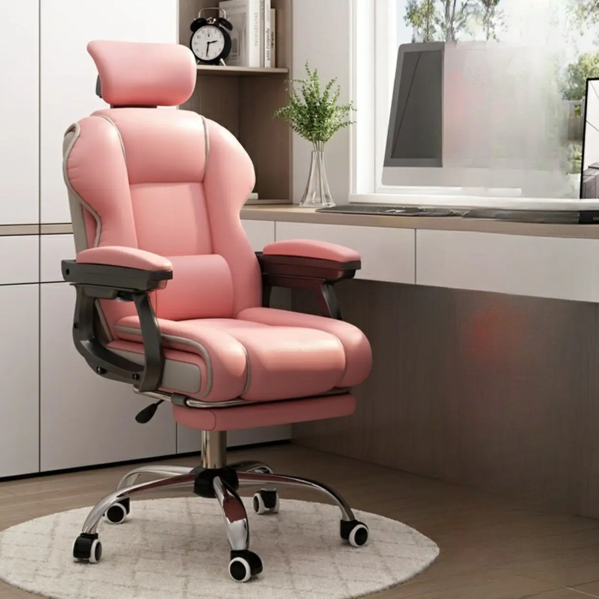 Sleek High-Back Leather Steel Adjustable Executive Chair Image - 15