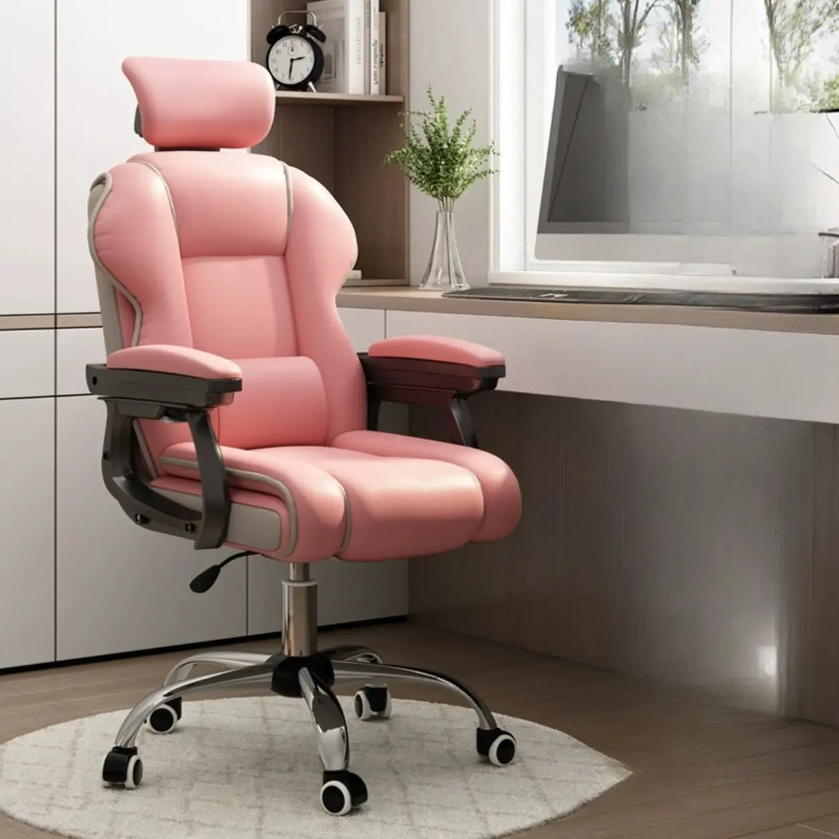 Sleek High-Back Leather Steel Adjustable Executive Chair Image - 23